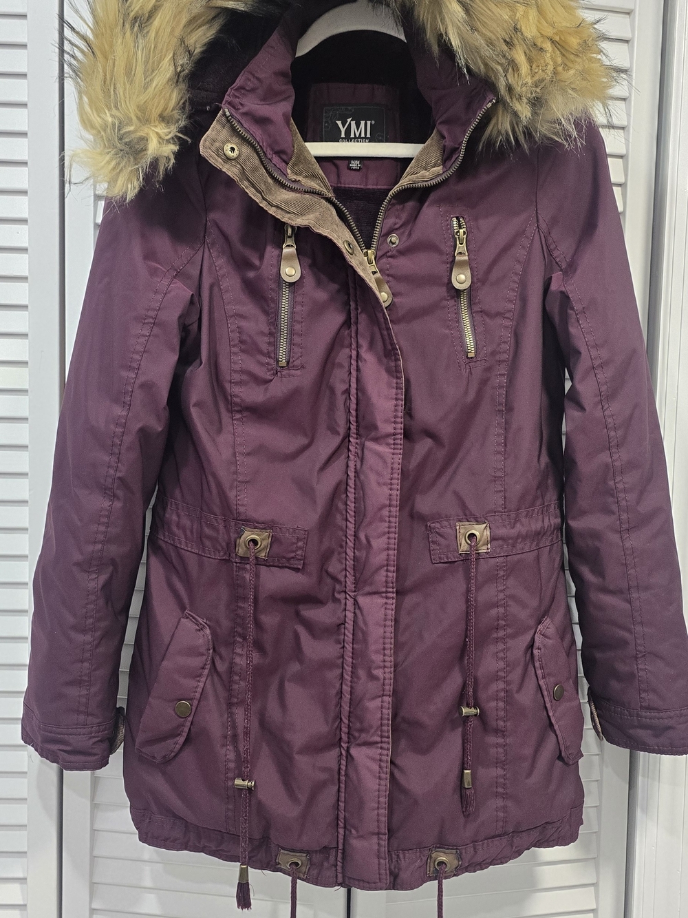 YMI Plum Faux-Fur Trim Hooded Ski Jacket